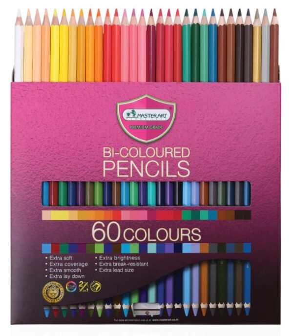 Master Art ดินสอสีไม้ 2 หัว 60 สี ดีไซน์พิเศษ 2 หัวในแท่งเดียว